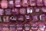 CUBE83 15 inches 3mm faceted cube ruby gemstone beads