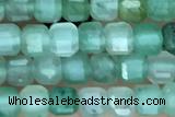 CUBE85 15 inches 3mm faceted cube green strawberry quartz beads