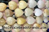 HEAR09 15 inches 20mm heart yellow jade gemstone beads