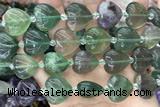 HEAR12 15 inches 20mm heart fluorite gemstone beads