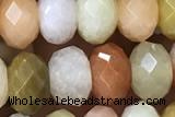 JADE02 15 inches 5*8mm faceted rondelle flower jade gemstone beads