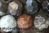 JASP01 15 inches 8mm faceted round wooden jasper gemstone beads