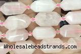 NUGG17 15 inches 12*25mm – 13*28mm faceted nuggets rose quartz beads