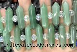 NUGG37 15 inches 8*32mm faceted nuggets green aventurine gemstone beads