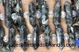 NUGG39 15 inches 8*32mm faceted nuggets black labradorite gemstone beads