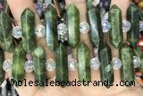 NUGG43 15 inches 8*32mm faceted nuggets green China jade gemstone beads