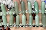 NUGG48 15 inches Top drilled 8*32mm faceted nuggets green aventurine gemstone beads