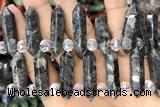 NUGG53 15 inches Top drilled 8*32mm faceted nuggets black labradorite gemstone beads