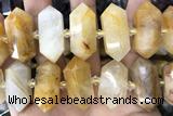 NUGG67 15 inches 12*23mm - 15*30mm faceted nuggets yellow jade gemstone beads