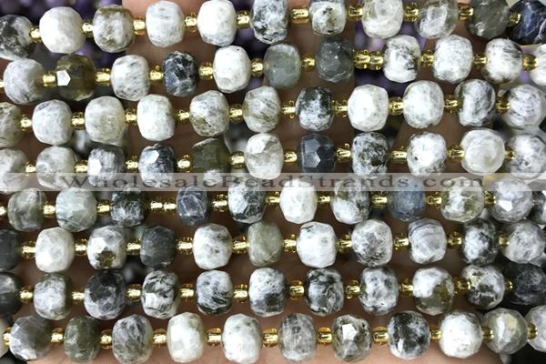 ROND137 15 inches 6*8mm faceted rondelle labradorite gemstone beads