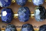 ROND145 15 inches 6*8mm faceted rondelle dumortierite gemstone beads