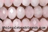 ROSE02 15 inches 4*6mm faceted rondelle rose quartz gemstone beads