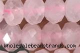 ROSE03 15 inches 5*8mm faceted rondelle rose quartz gemstone beads