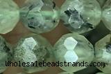 RUTI01 15 inches 8mm faceted round green rutilated quartz beads