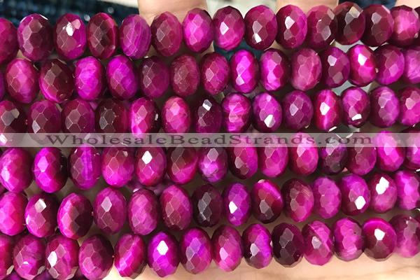 TIGE16 15 inches 6*10mm faceted rondelle red tiger eye beads