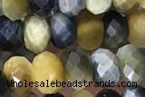 TIGE22 15 inches 4*6mm faceted rondelle golden & blue tiger eye beads