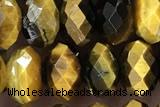 TIGE25 15 inches 5*8mm faceted rondelle yellow  tiger eye beads