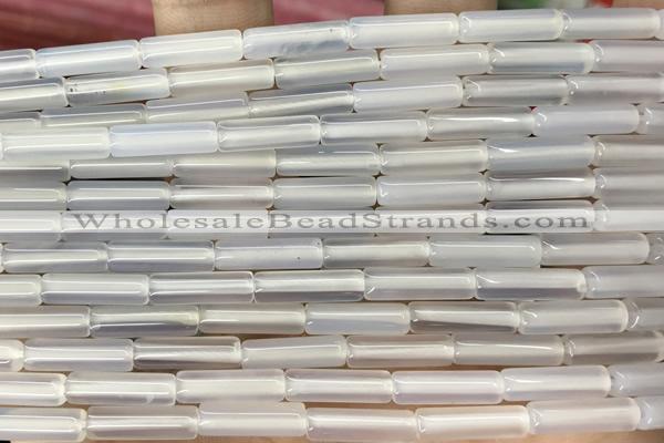 TUBE03 15 inches 4*13mm tube white agate gemstone beads