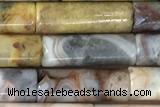 TUBE19 15 inches 4*13mm tube yellow crazy lace agate gemstone beads