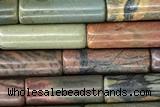 TUBE33 15 inches 4*13mm tube picasso jasper gemstone beads