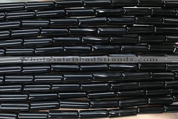 TUBE42 15 inches 4*13mm tube black agate gemstone beads