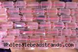 TUBE73 15 inches 8*12mm faceted tube rose quartz gemstone beads