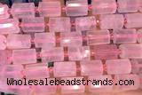 TUBE86 15 inches 10*14mm faceted tube rose quartz beads