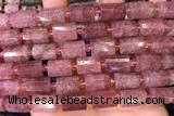 TUBE87 15 inches 10*14mm faceted tube strawberry quartz beads