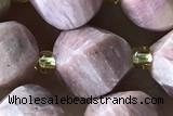 TWIS08 15 inches 9*10mm faceted twisted pink wooden jasper beads