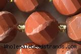 TWIS13 15 inches 9*10mm faceted twisted red jasper beads