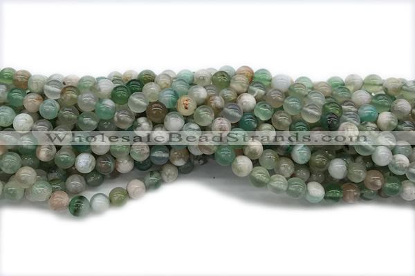 AGAT218 15 inches 6mm round green sakura agate gemstone beads