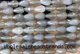 AGAT262 15 inches 8*12mm faceted teardrop grey agate beads