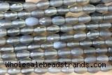 AGAT270 15 inches 6*9mm faceted rice grey agate beads