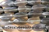 AGAT276 15 inches 15*30mm faceted oval grey agate beads