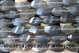 AGAT280 15 inches 10*20mm faceted twisted rice grey agate beads