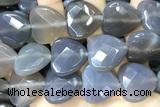 AGAT281 15 inches 25mm faceted heart grey agate beads