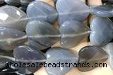 AGAT282 15 inches 30mm faceted heart grey agate beads