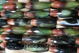 AGAT286 15 inches 10*30mm faceted rice rainbow agate beads