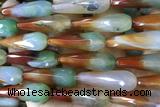 AGAT292 15 inches 12*40mm faceted teardrop rainbow agate beads