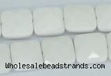 CAA05 15.5 inches 14*14mm faceted square white agate gemstone beads