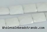 CAA07 15.5 inches 10*14mm faceted rectangle white agate gemstone beads