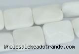 CAA08 15.5 inches 15*20mm faceted rectangle white agate gemstone beads