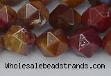 CAA1002 15.5 inches 10mm faceted nuggets red moss agate beads