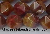 CAA1003 15.5 inches 12mm faceted nuggets red moss agate beads