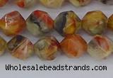 CAA1015 15.5 inches 8mm faceted nuggets red crazy lace agate beads