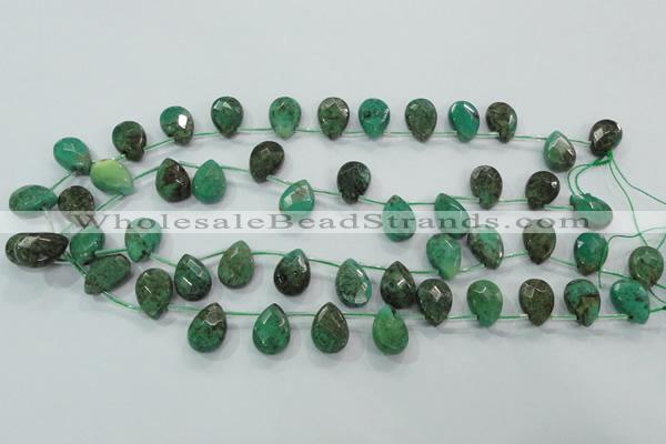 CAA102 15.5 inches 12*16mm briolette grass agate gemstone beads