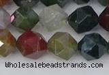 CAA1028 15.5 inches 10mm faceted nuggets Indian agate beads