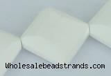 CAA11 15.5 inches 25*25mm faceted diamond white agate gemstone beads