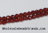 CAA117 15.5 inches 4mm faceted round red agate gemstone beads