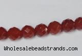 CAA118 15.5 inches 8mm faceted round red agate gemstone beads